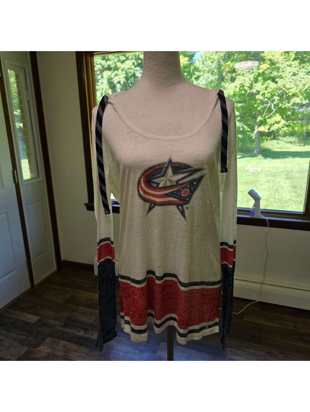 CBJ Columbus Blue Jackets long-sleeve Hooded burnout shirt
